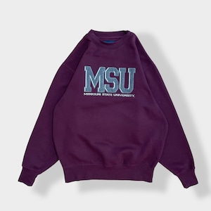 【JANSPORT】MSU カレッジロゴ ミズーリ大学 MISSOURI STATE UNIVERSITY 刺繍ロゴ アップリケ スウェット トレーナー M US古着