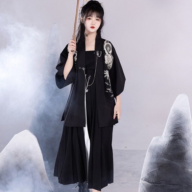 羽織り ワイドスリーブ ドラゴン 刺繍 チャイナ風 レトロ かっこいいチャイナ服 系｜天使と悪魔