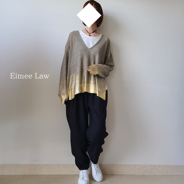 【Eimee Law】箔プリントメッシュニット(83483Y)