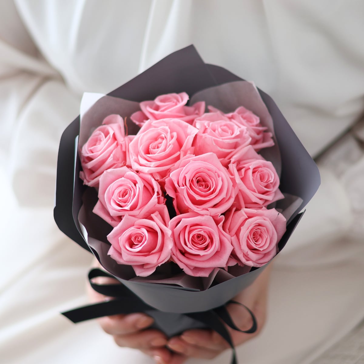 40本ピンクバラブーケ　リボン薔薇 枯れない薔薇 プレゼント お祝い　好きな人へ 40本ピンクバラブーケ リボン薔薇 枯れない薔薇 プレゼント お祝い