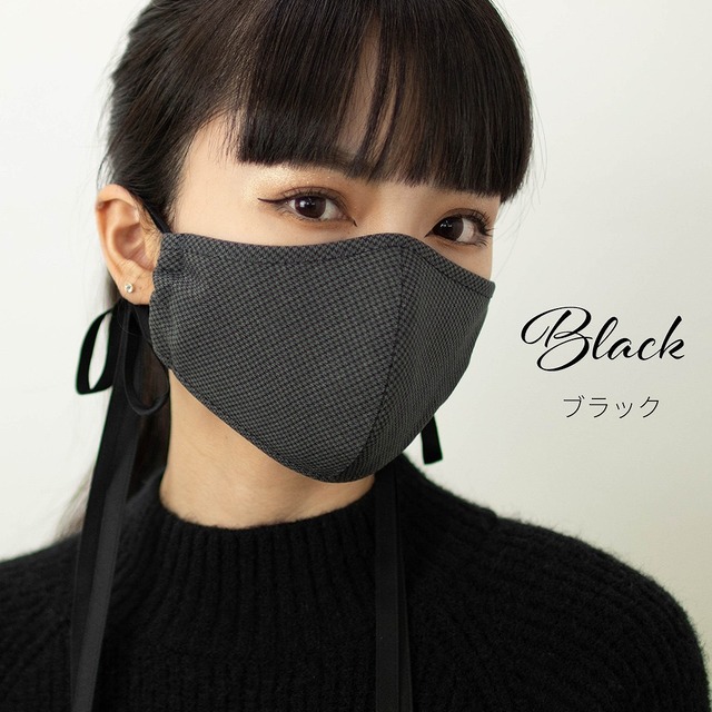 日本製check ribbon mask