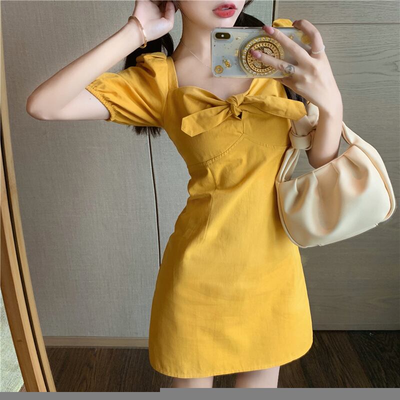 スカート スプリング薄手カラーリボンドレス レース 春物 スクウェア 萌量不足34767915672