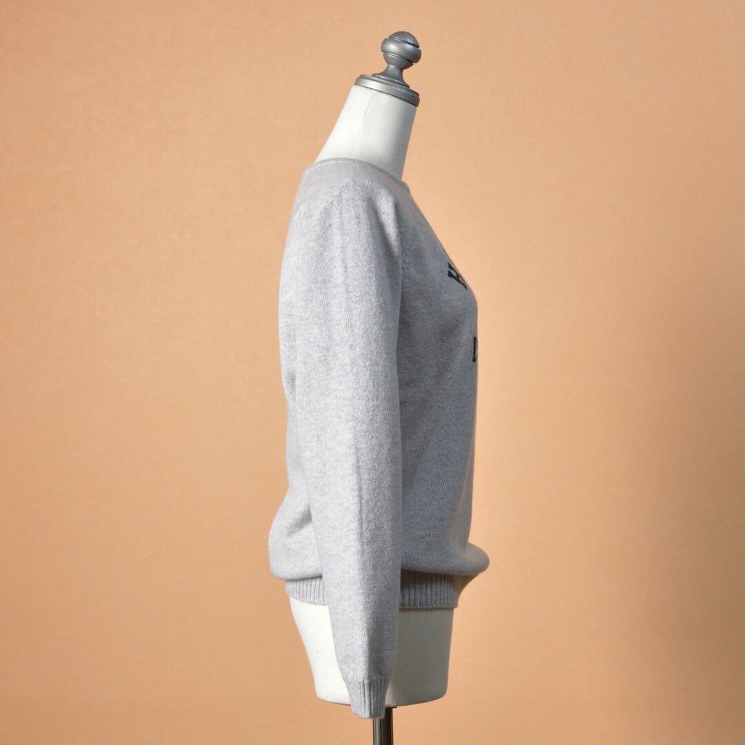 William Lockie ウイリアムロッキー ラムウールラグランプリントセーター "HIHALANDS ISLANDS"・グレイ【送料無料】