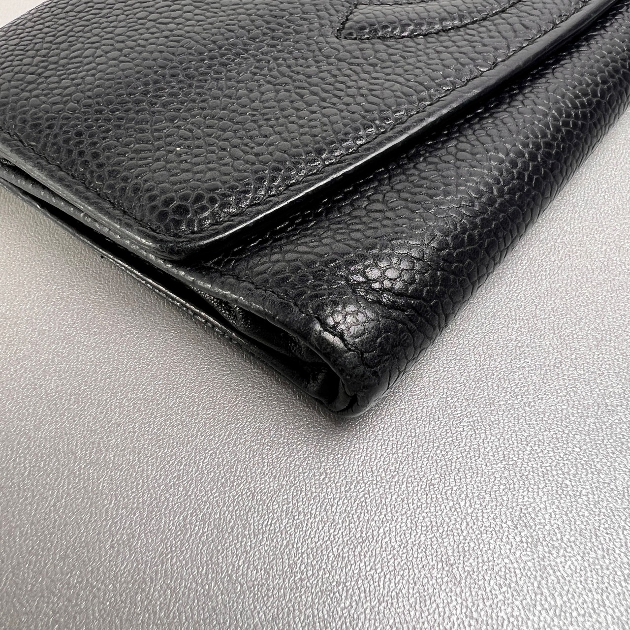 【最終処分SALE】CHANEL シャネル ココマーク  キャビアスキン 長財布 ブラック A-12669