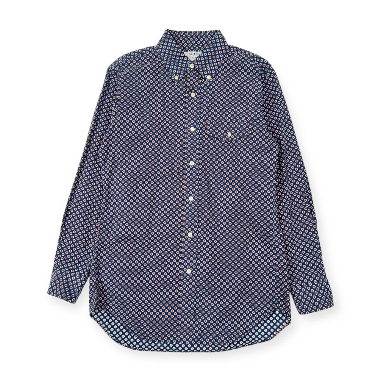 70s 当時物 VAN JAC SPORTSWEAR ヴァンヂャケット 花柄 総柄 BD ボタンダウン 長袖シャツM程度/ネイビー系 メンズ