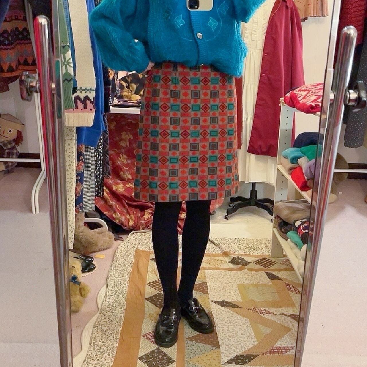 geometric pattern jacquard skirt