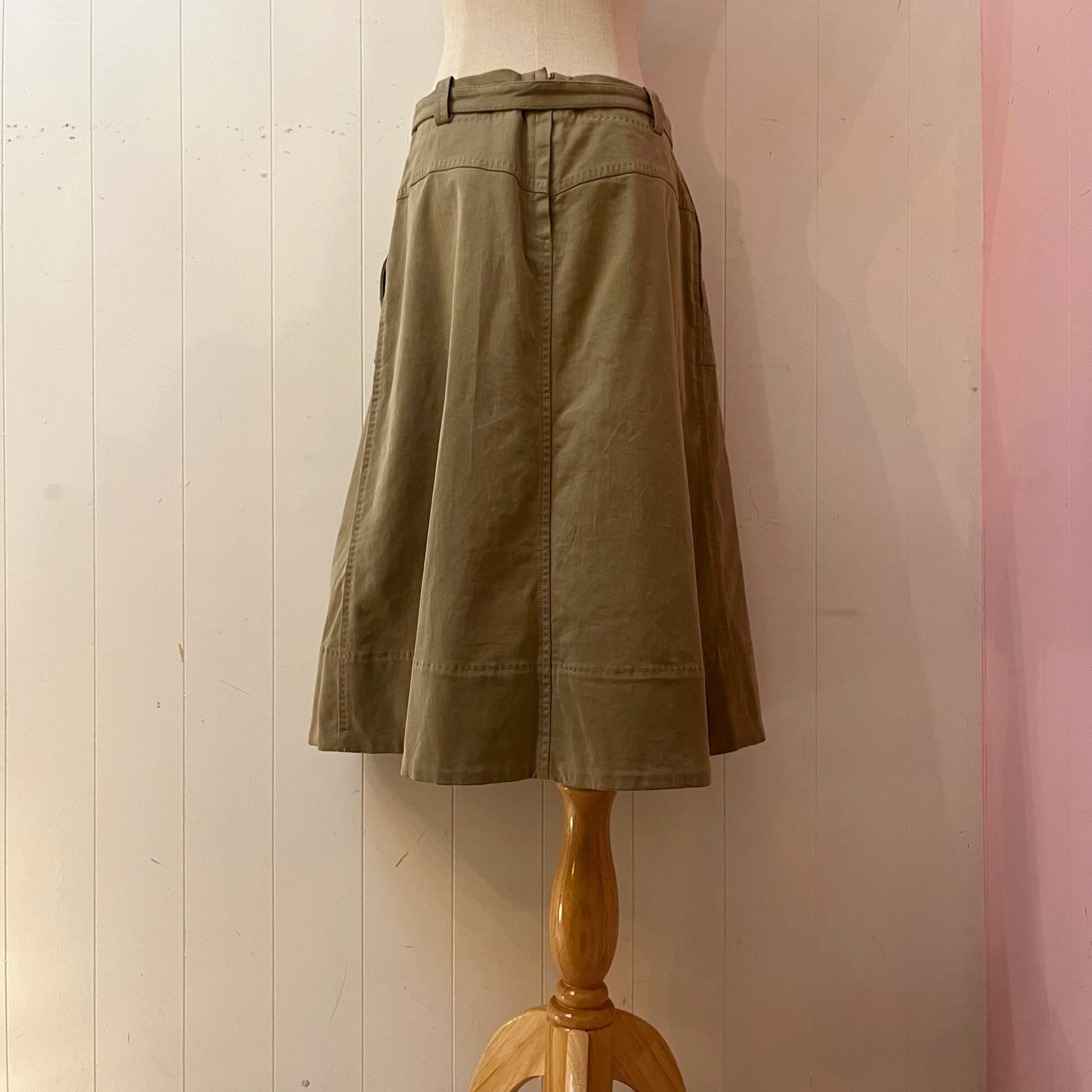 Max Mara / khaki tuck flare skirt