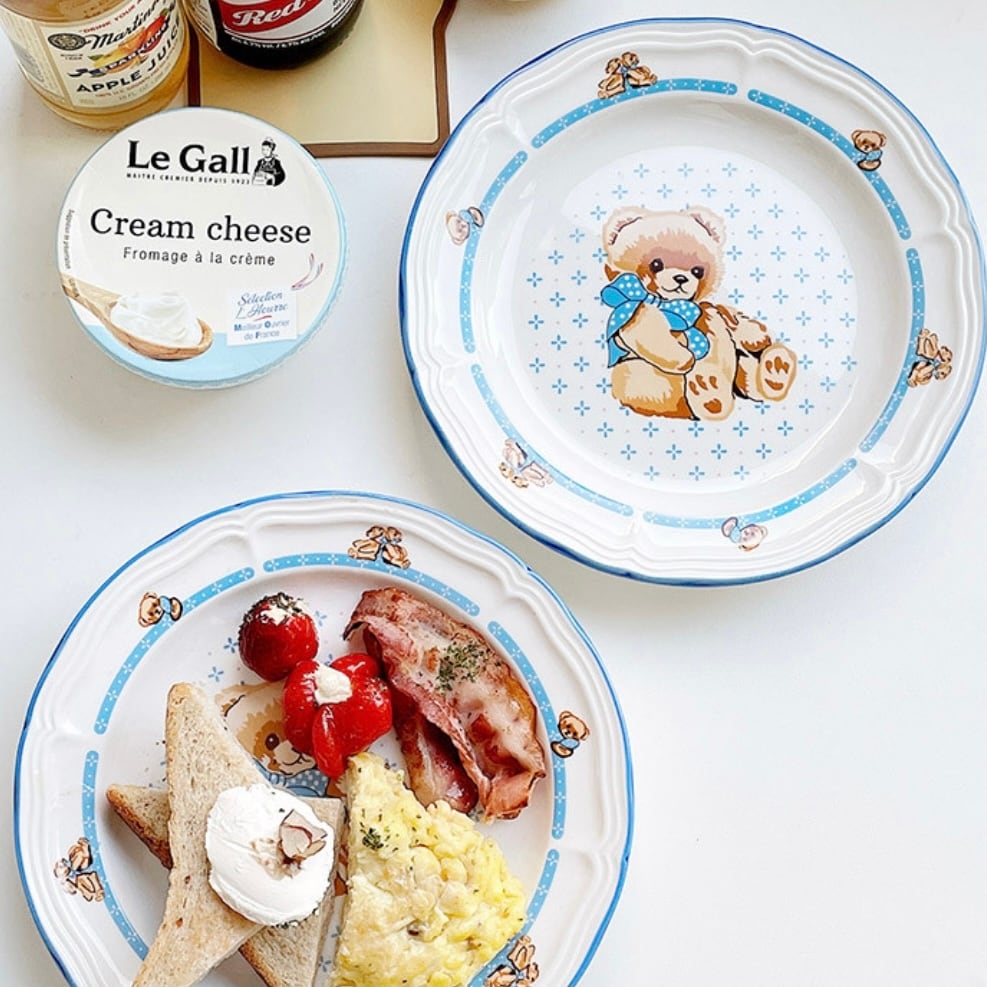 即発】retro teddy bear plate / レトロ テディーベア プレート お皿