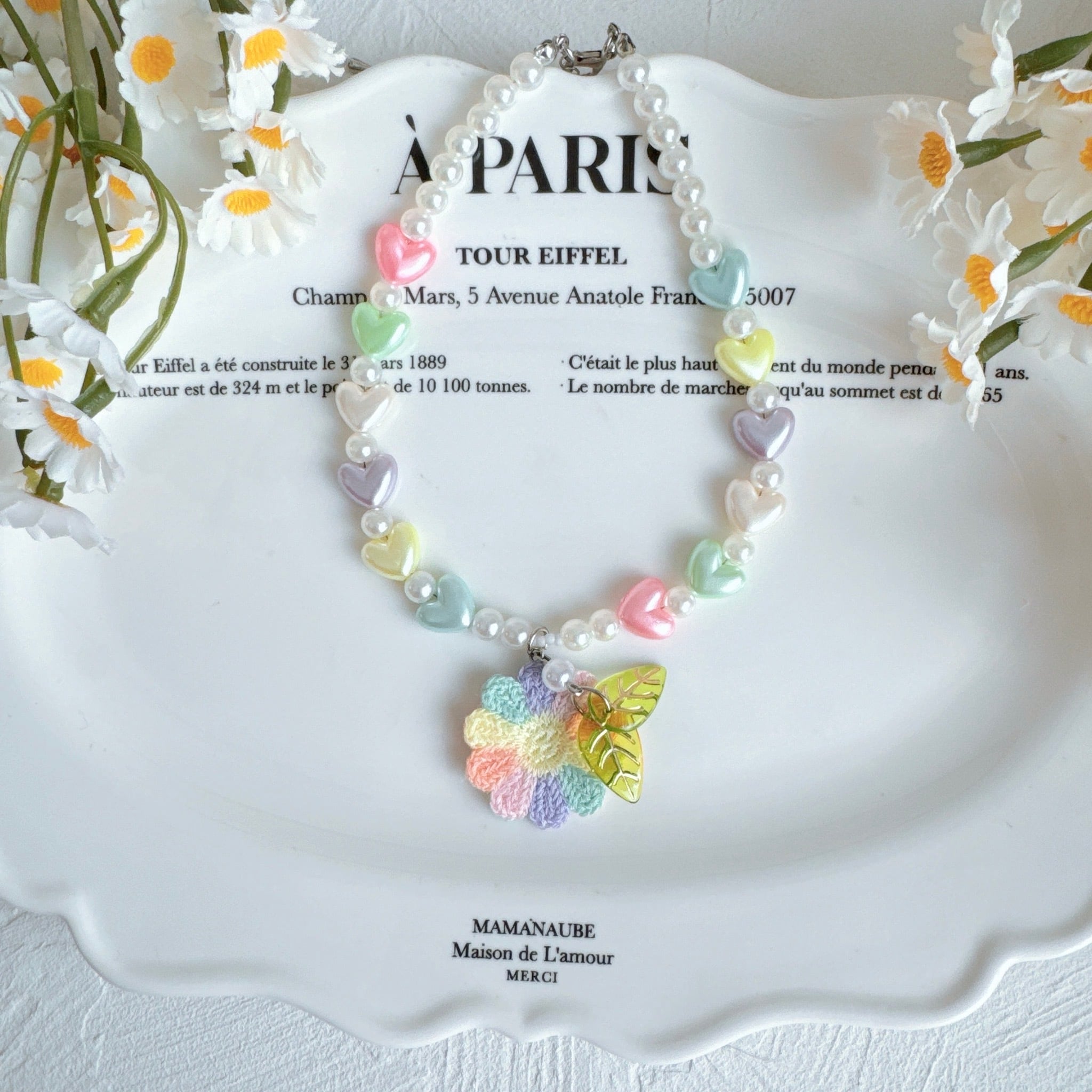 パステルフラワーネックレス