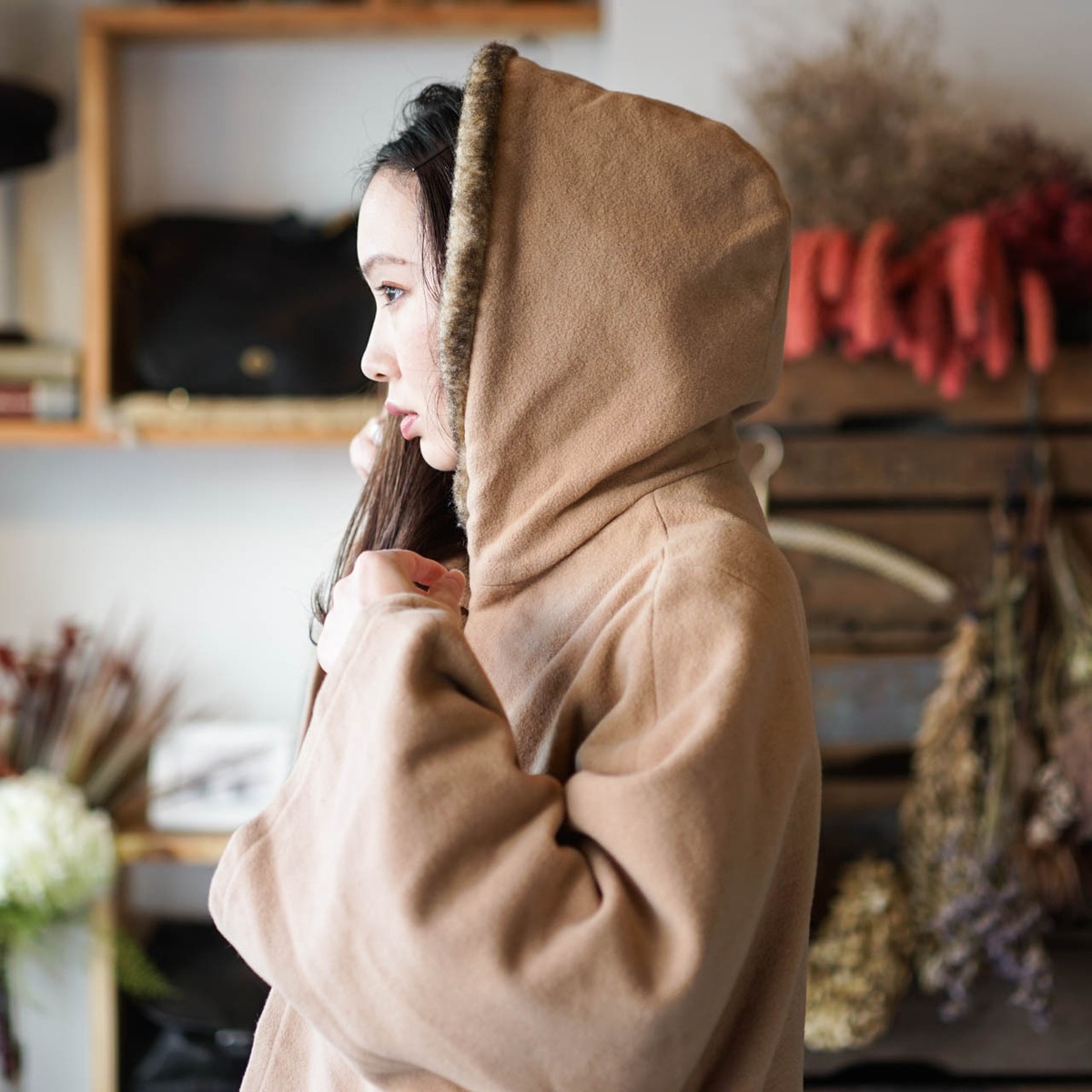 ウール フード付き ポンチョ(ベージュ) | GOODY｜古着・ヨーロッパ古着 
