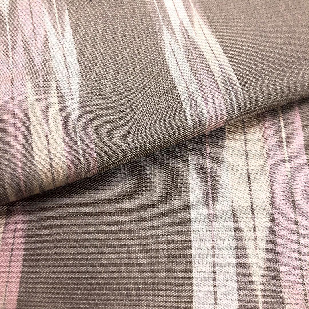 K-2983 単衣 京絣紬 雅生紬 三代目市三郎 矢絣 鴇色鼠色 しつけ糸