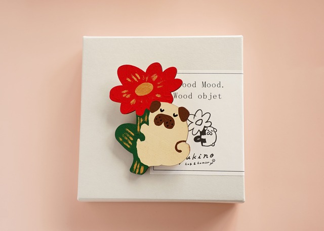 wood objet 原画 小「Bloom赤」