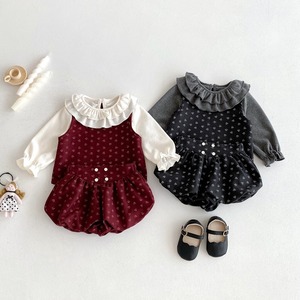 【秋作】フリルトップス＆小花柄3点セット