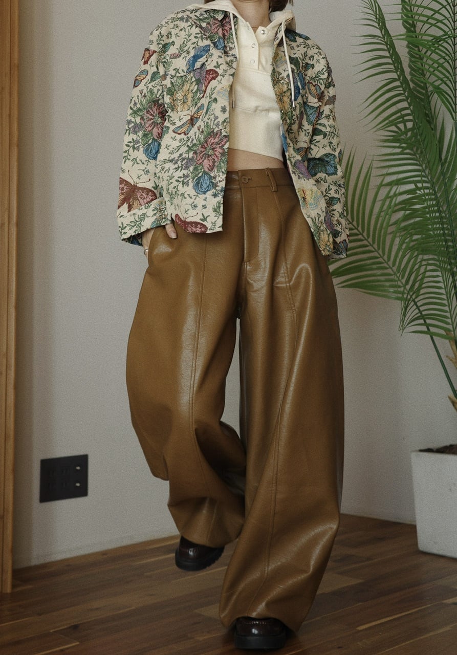 レザーカーブパンツ/ブラウン | osrsofficial