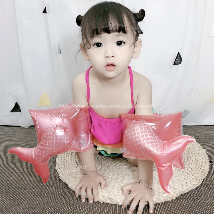 大人気 3d アームリング 浮き輪 マーメイド 人魚 プール 夏 海 子供浮き輪 韓国子供服 女の子 Q Toworld キュートワールド 子供 服 メール便は何点でも送料の合計は280円