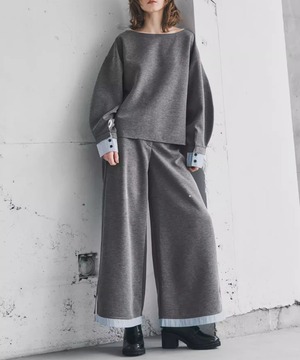 オフショルダーフーディー＆ワイドレッグパンツ◆セットアップ【s-40120】