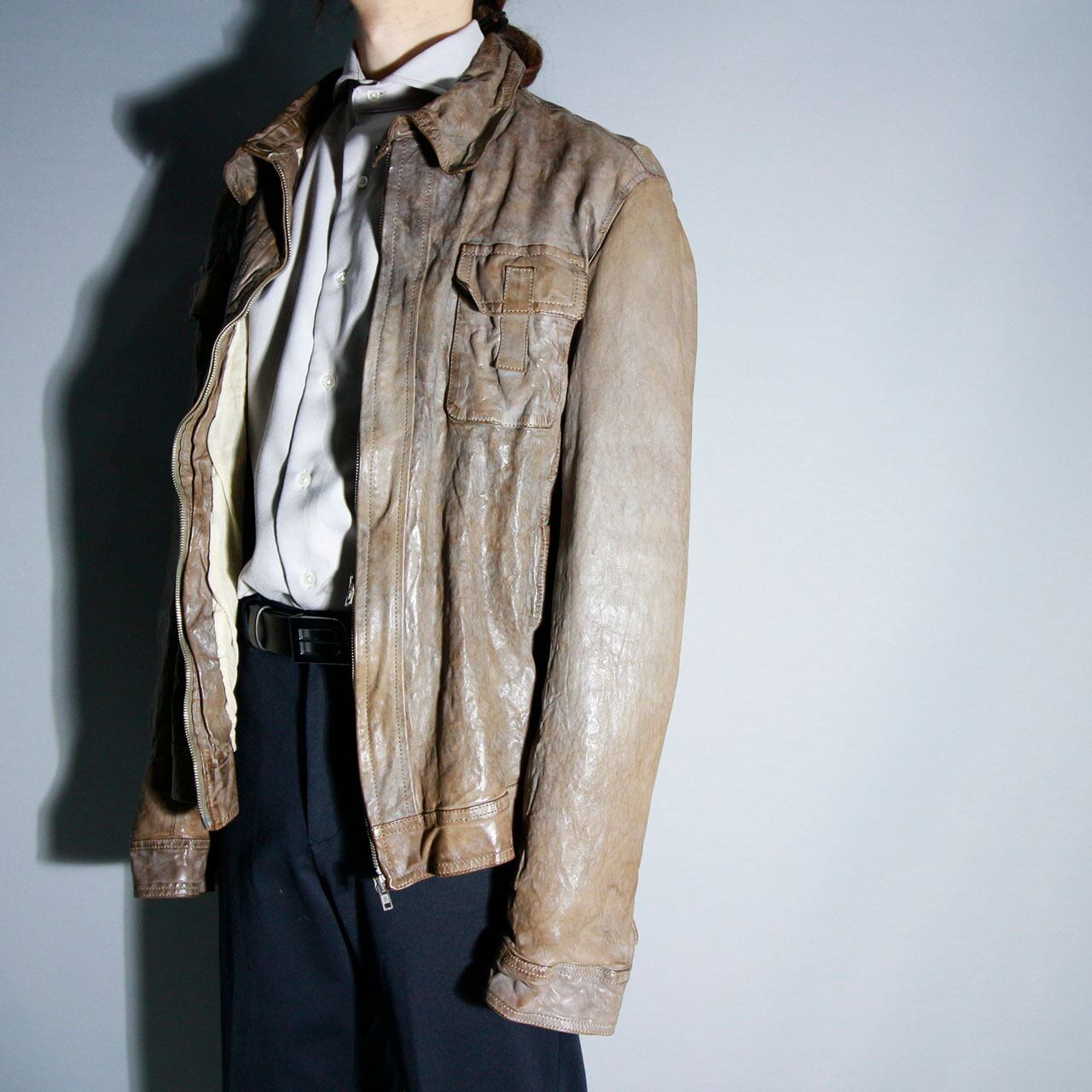 B-used】ラムレザーイタリア製ヴィンテージ加工ジャケット | Jesus