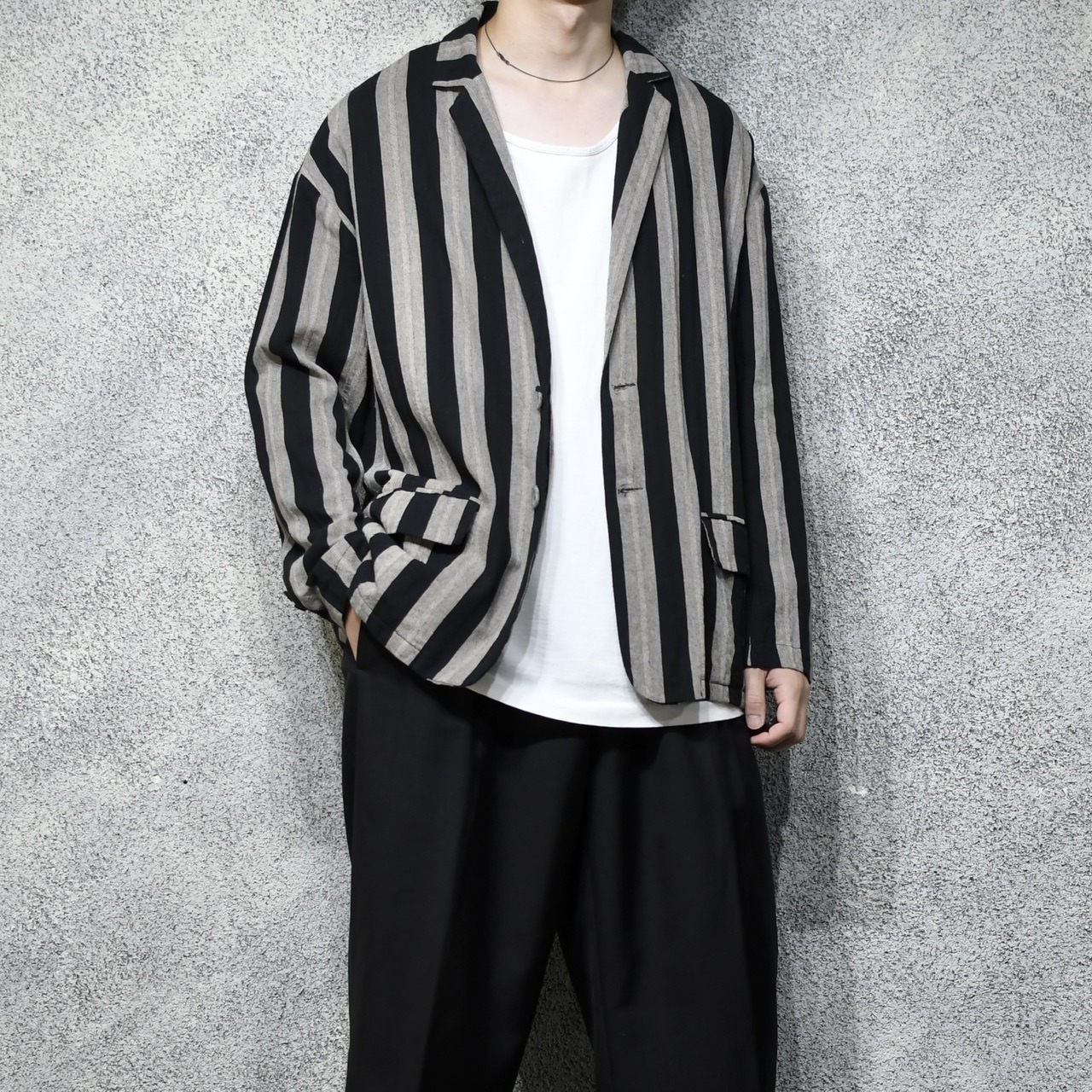 cotton stripe easy tailored jacket
