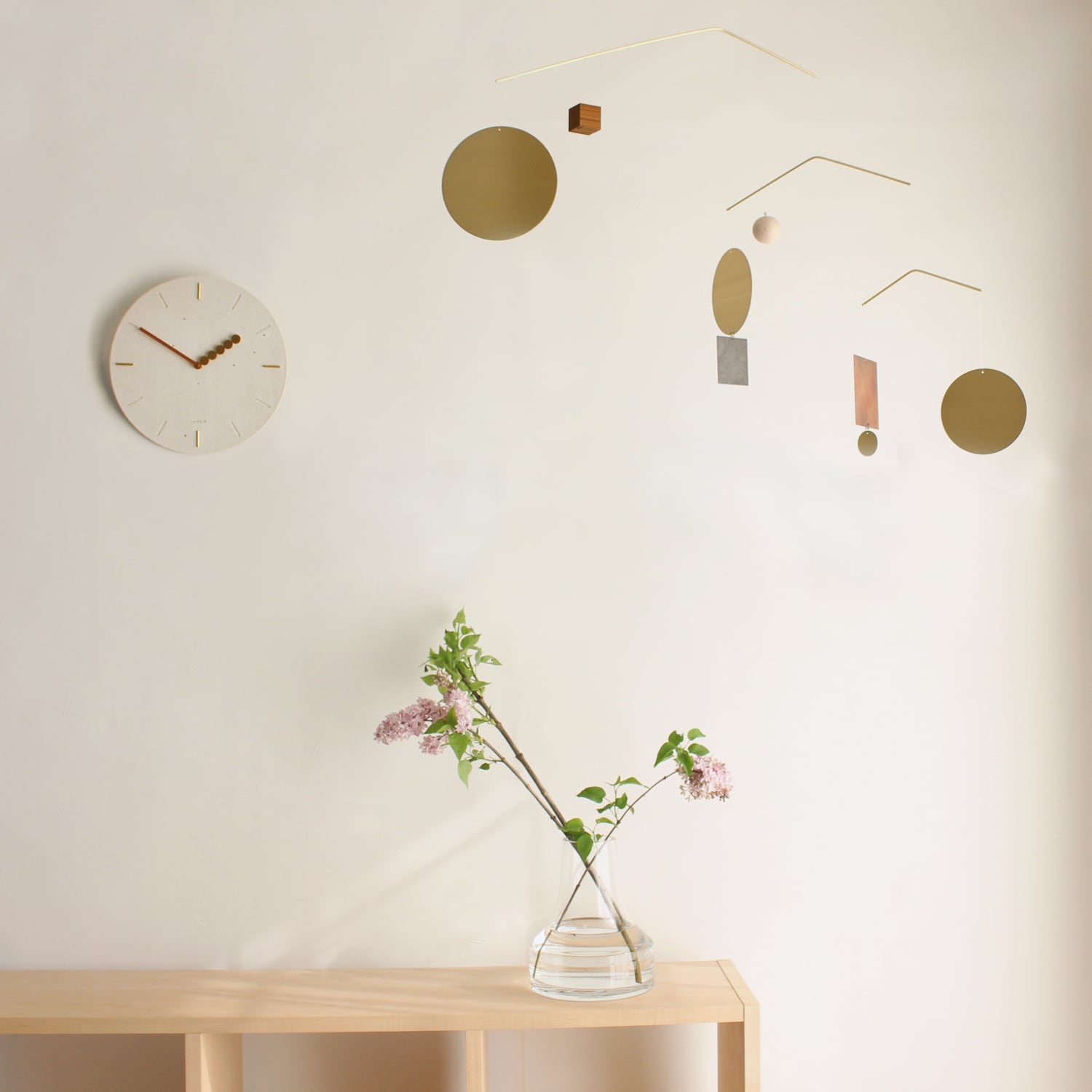 POINT and LINE】陶器掛け時計 / 真鍮 銅オリジナル針 : JM19CL001