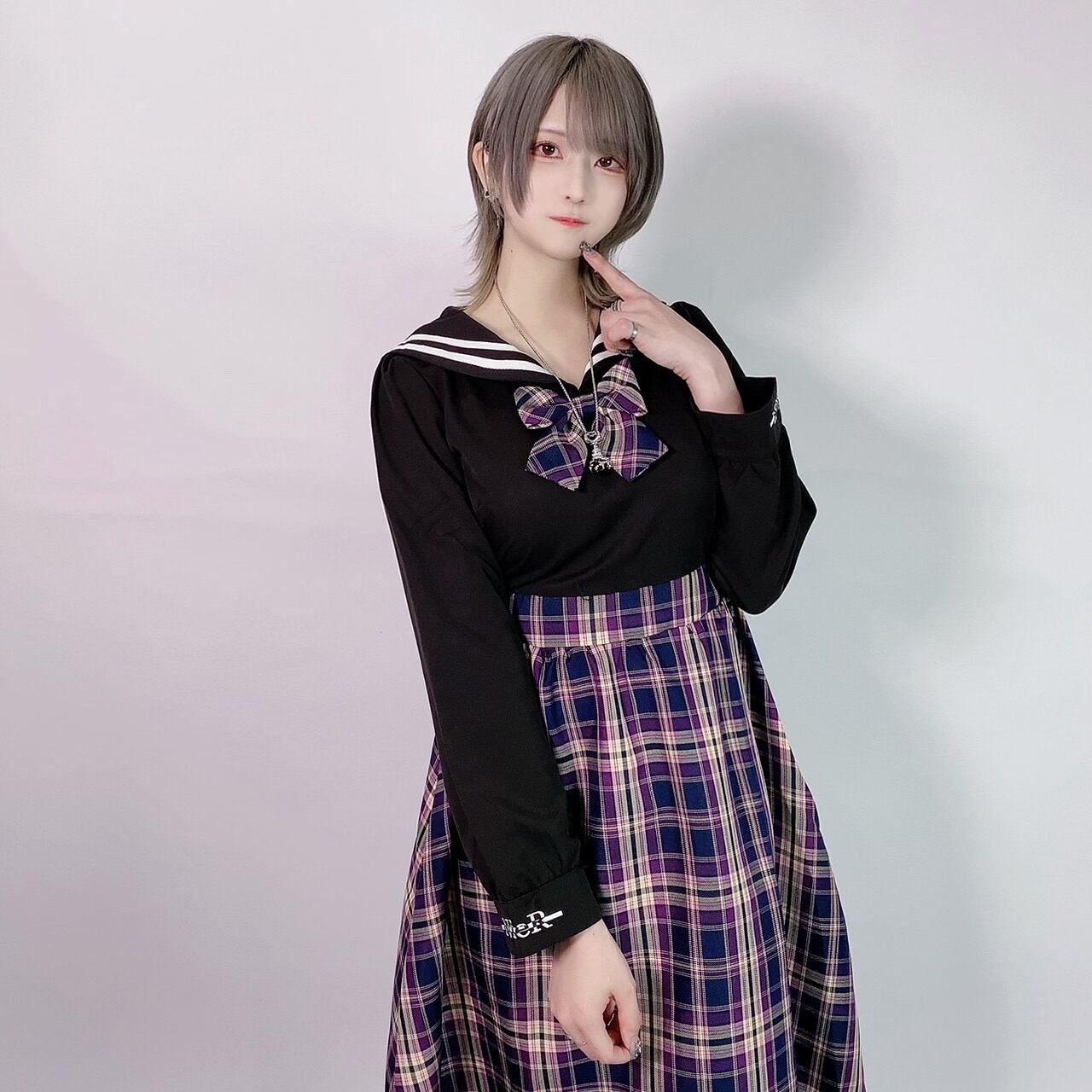 セーラー服風ドッキングワンピース【取り外し可能リボン&前当て付き】 | NIER CLOTHING powered by BASE