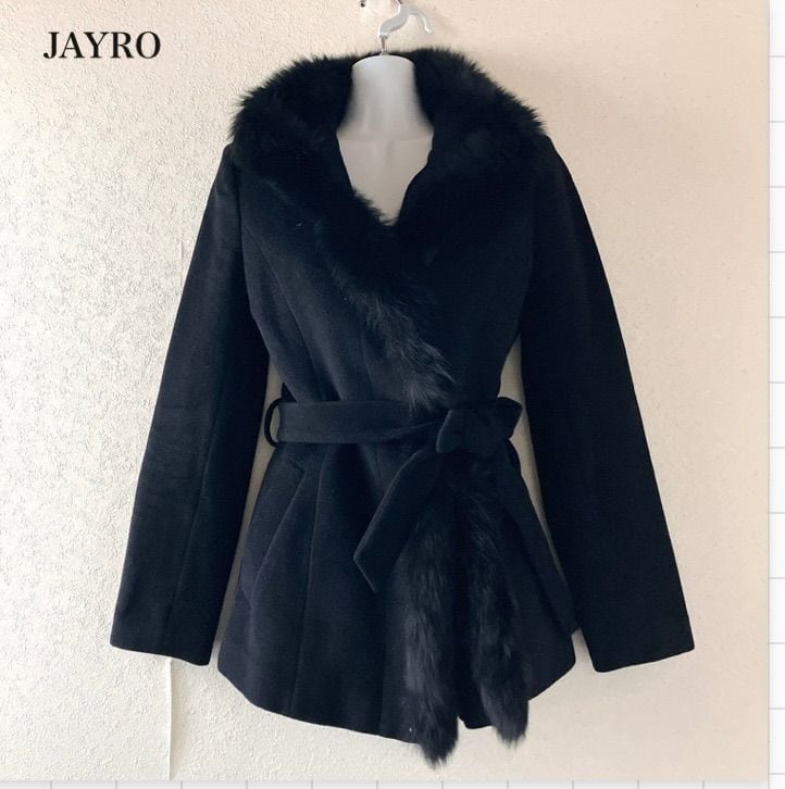 ノルディック柄フード付きダッフルコート ニット カーディガン 肉厚