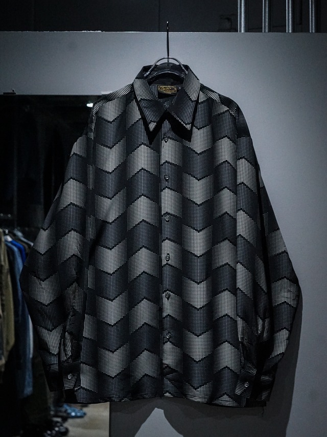 【add (C) vintage】Monotone Geometric Pattern Vintage Loose L/S Shirt