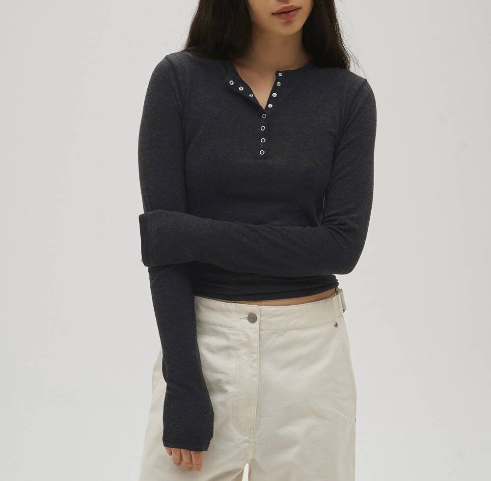 TODAYFUL／Henleyneck Soft Tops | polne
