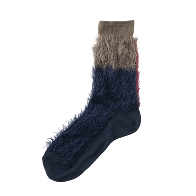 TRICOTÉ /【23-25cm】striped faux fur socks TR63SO003
