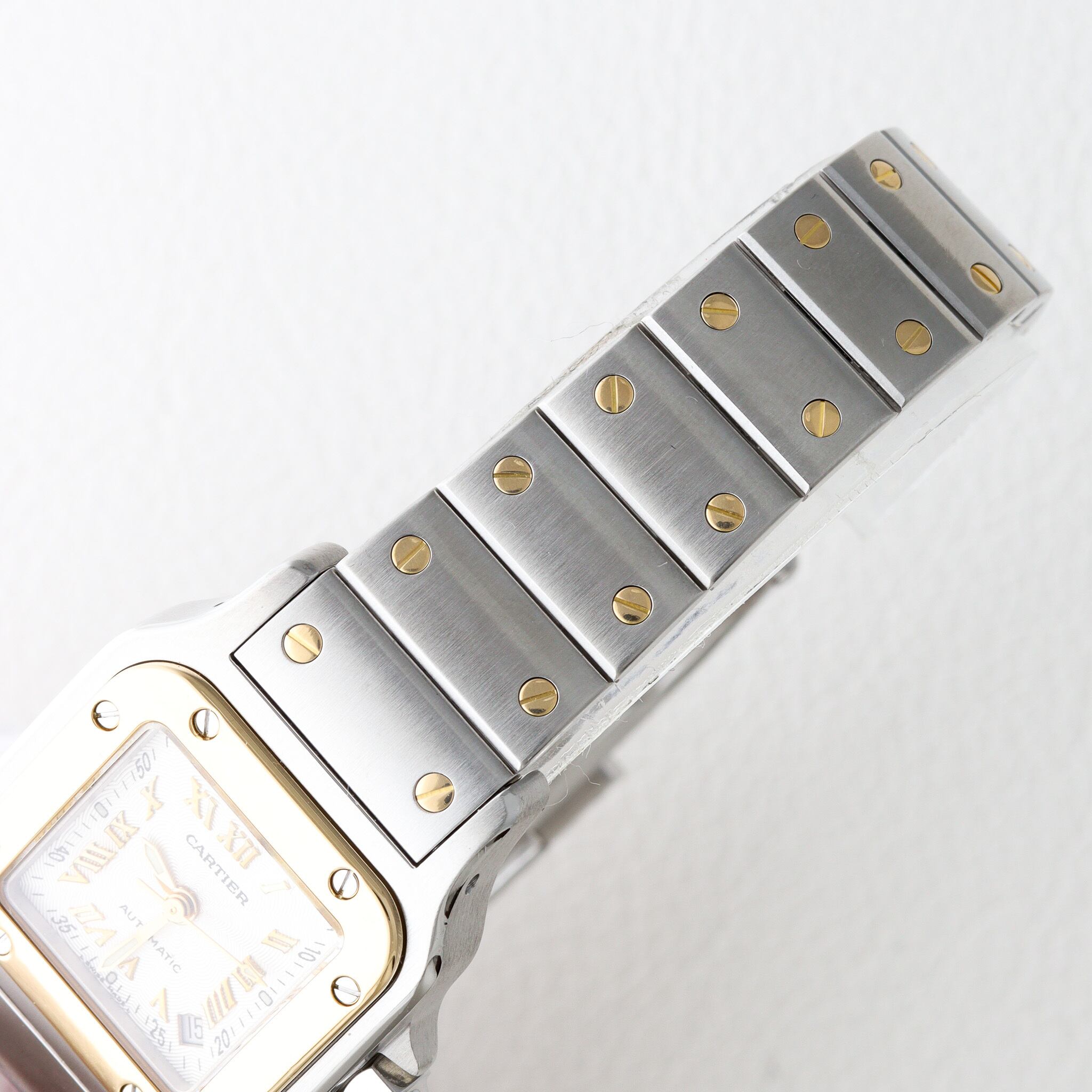 ‼️ カルティエ　サントスガルべLM　　　　　　　　　自動巻き／コンビカラー Cartier】カルティエサントスガルベ LMコンビ自動巻きボルドー文字盤