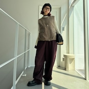 【受注予約:10月下旬入荷予定】バルーンシルエットMIXツイードvest/ブラウン