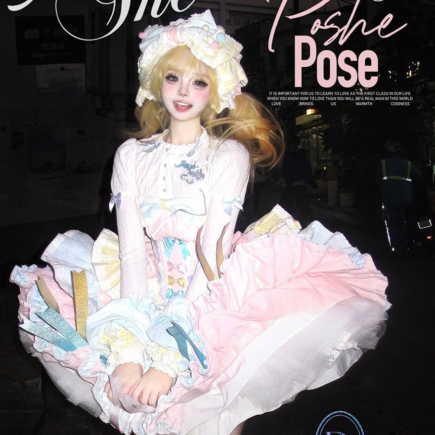 ロリータドレス パーティドレス コンカフェ 甘ロリ リボン パステルカラー エレガント パーティ衣装 イベント