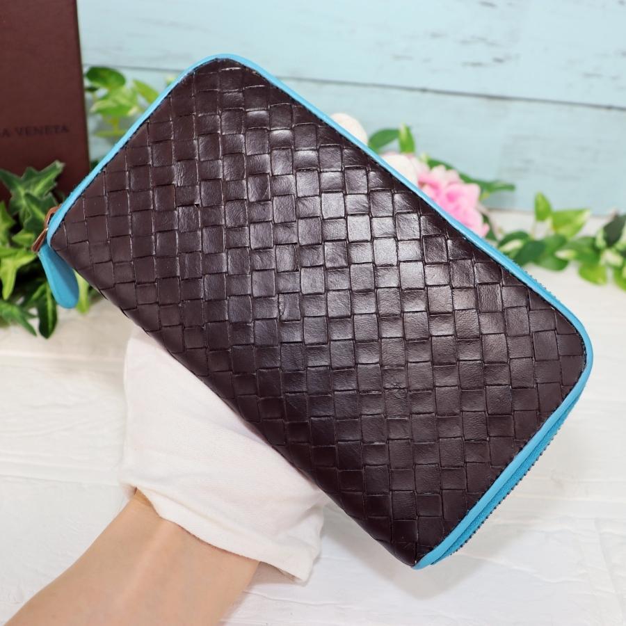 BOTTEGA VENETA ラウンドファスナー長財布 バイカラー スカイ BOTTEGA VENETA ラウンドファスナー長財布 バイカラー スカイ