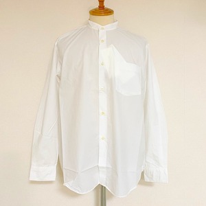 Washer Typewriter Loose Fit Band Collar Shirt　White