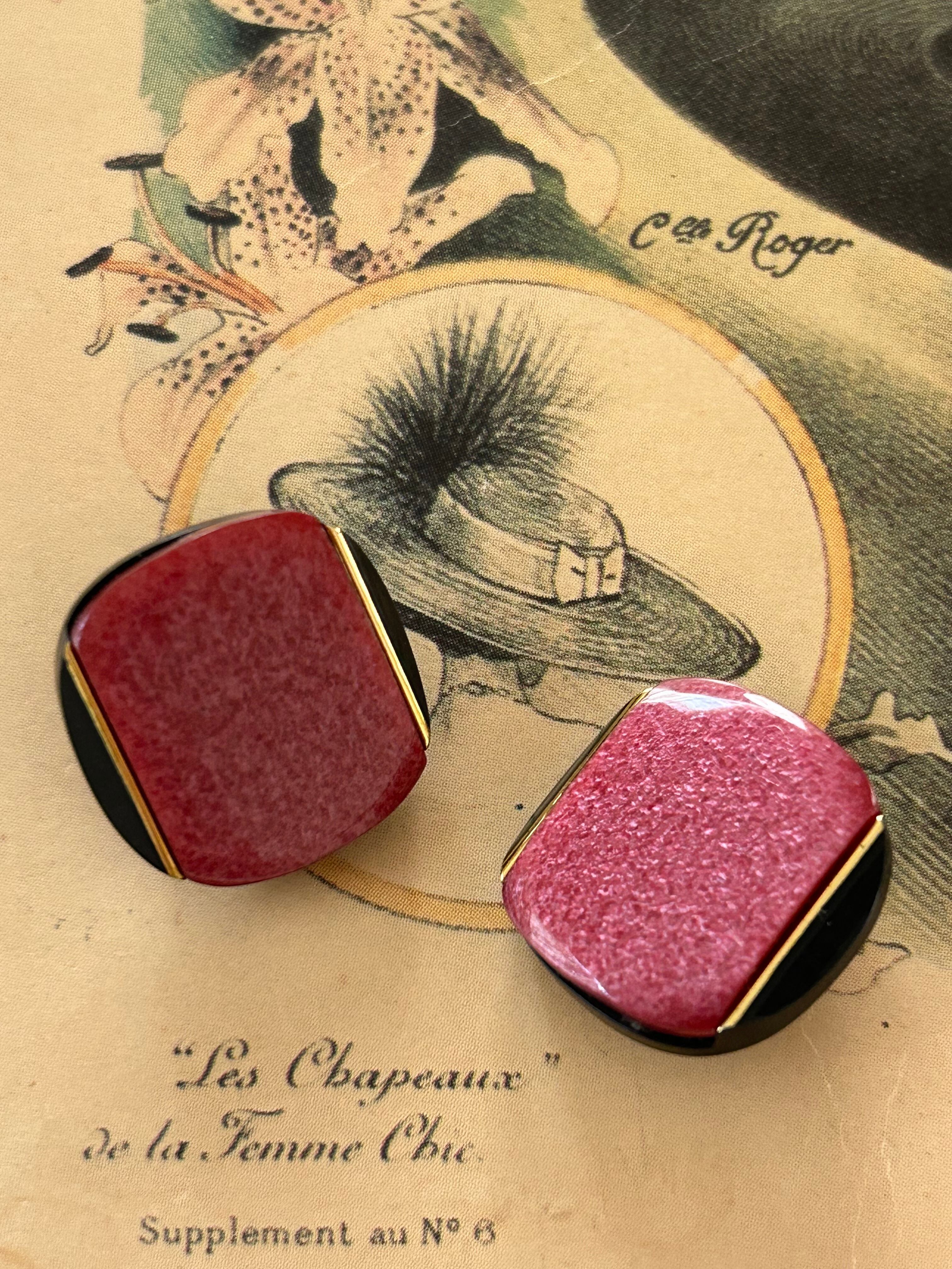 Japanese Vintage ボタン ローズ×ゴールド 18mm カボション 昭和レトロ アクセサリーパーツ 装飾材 カルトナージュ