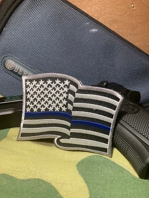 アメリカ国旗　ウエービング　ブルーライン　警察 ワッペン パッチ　PM4061