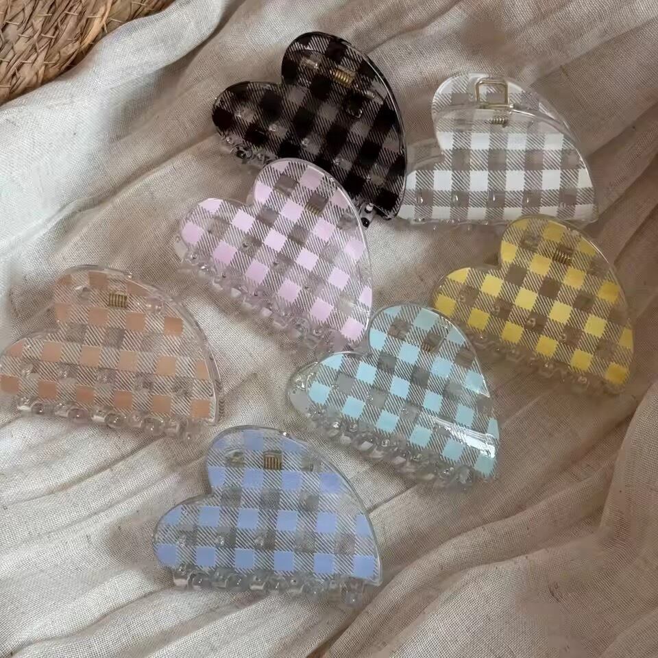 チェッククリアヘアクリップ