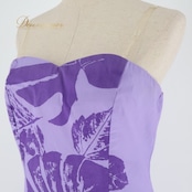 フラダンス 衣装 ワンピース ドレス CC Fashions パープル系 ハワイ製 キャミソールワンピース チューブトップ ワンカラー モンステラ柄 かわいい 華やか 鮮やか 明るい ハワイアン アロハ ハワイアンプリント フラ ダンス レッスン 練習