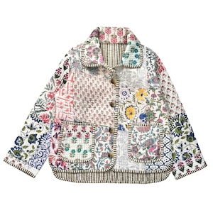 ＜PHET AND PLOY＞QUILTED JACKET キルト ジャケット キッズ（khaki stripe）