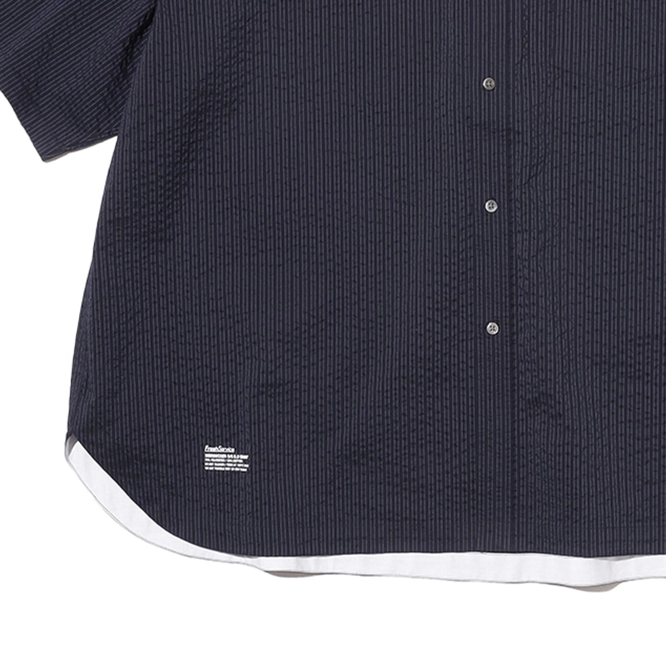 FreshService SEERSUCKER S/S B.D SHIRT (navy × black) フレッシュ