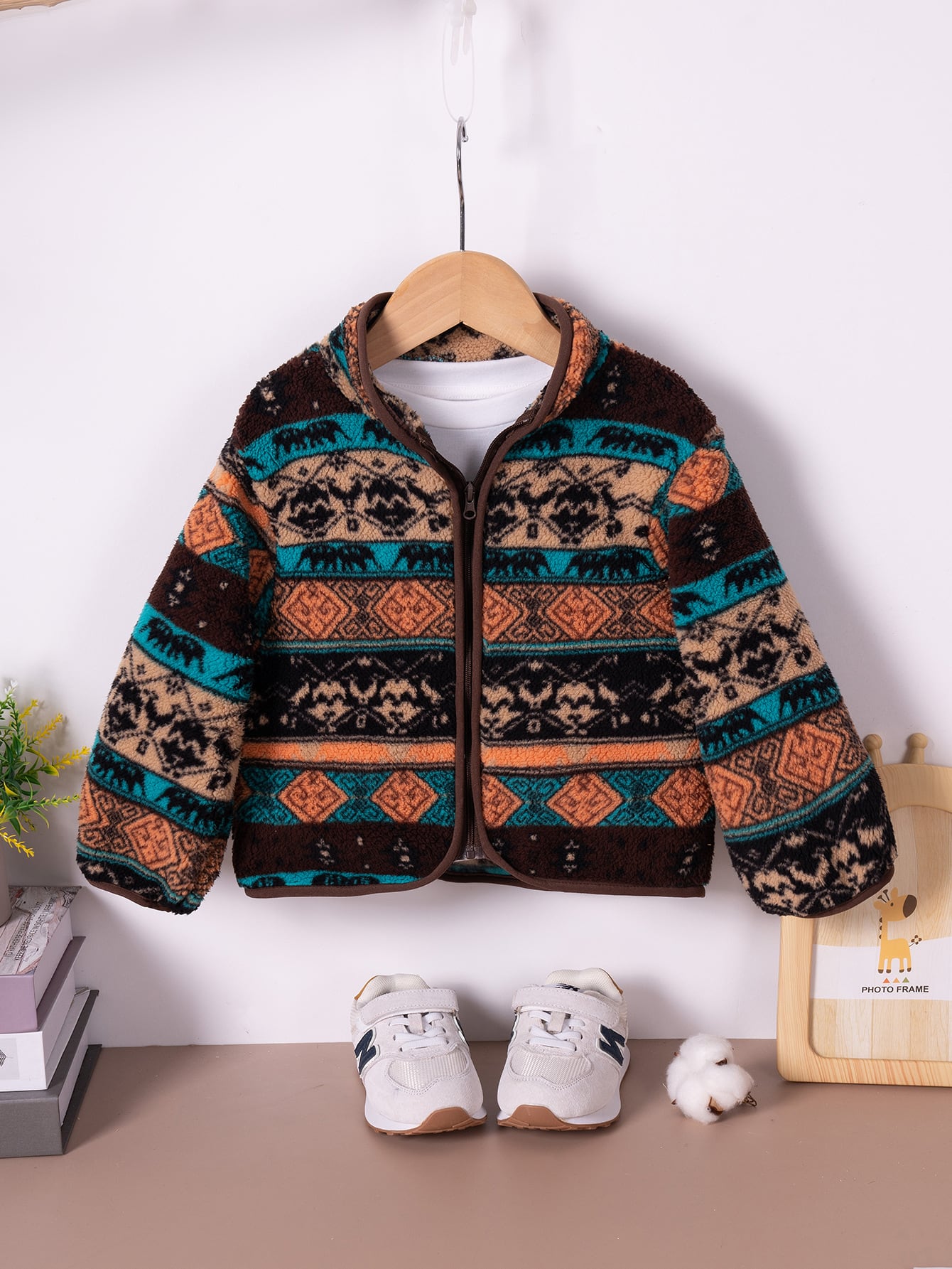 B.C.clothing カナダ製カウチンセーター風フリース フルジップ ボア 