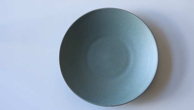 丸皿　８寸　ブルーグレー