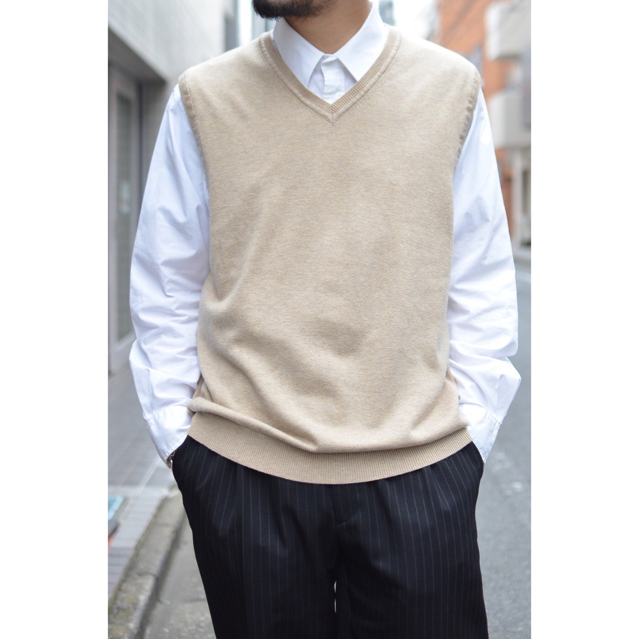 N/S VAN HEUSEN コットンVネックニットベスト 【0614】 | cv