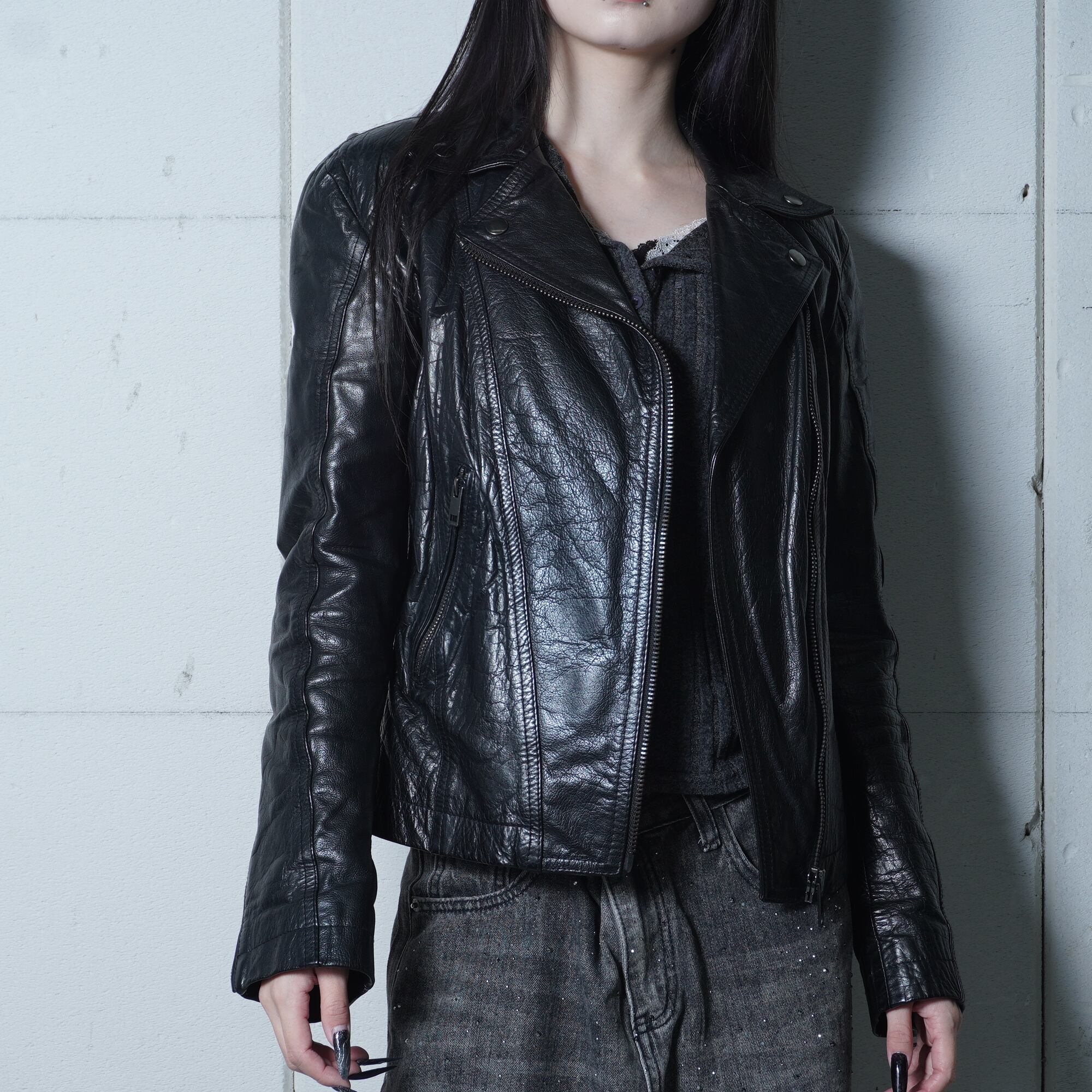 DIESEL ライダース ダブル レザー切り替え ブラック 黒 y2k DIESEL】