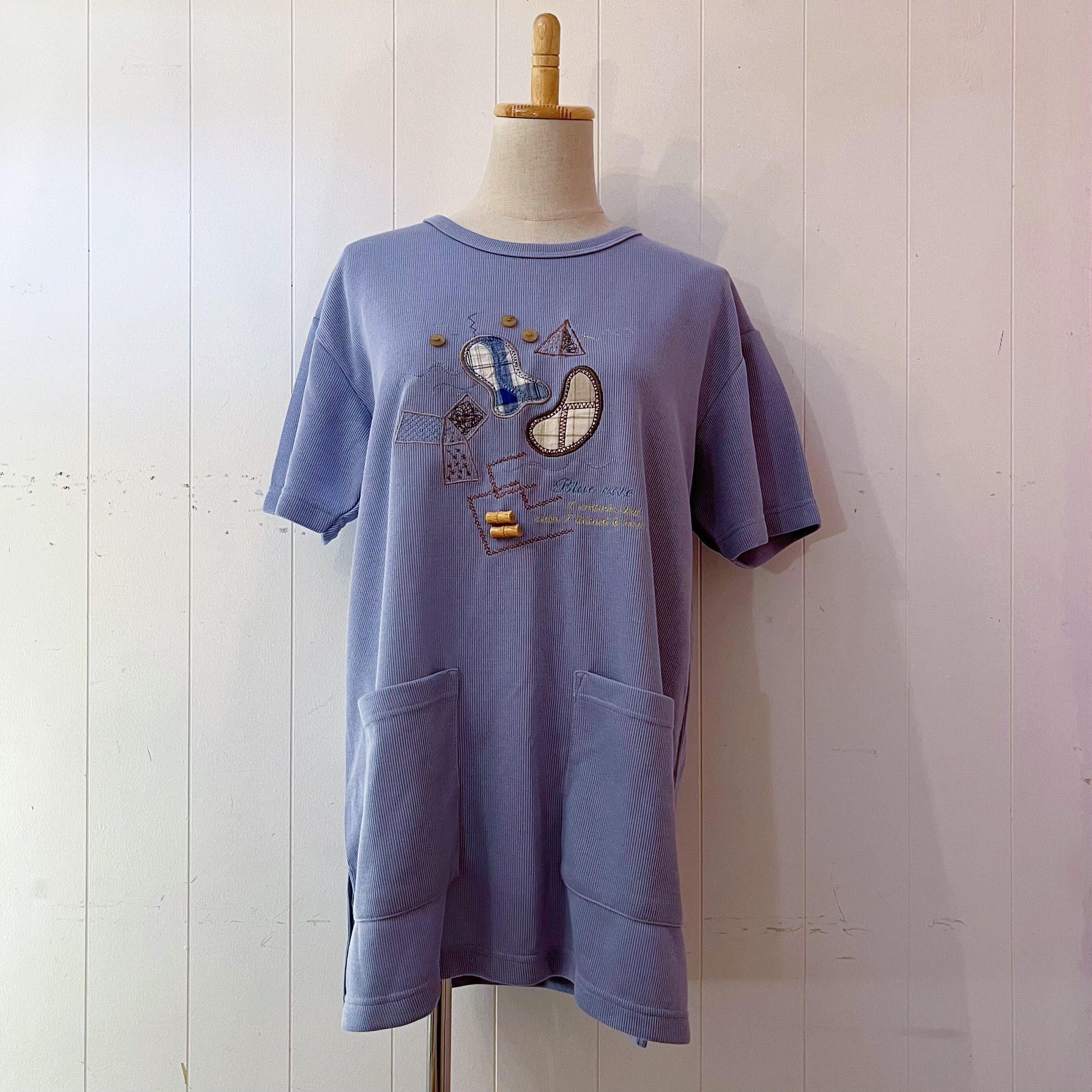 patchwork stitch knit T-shirt