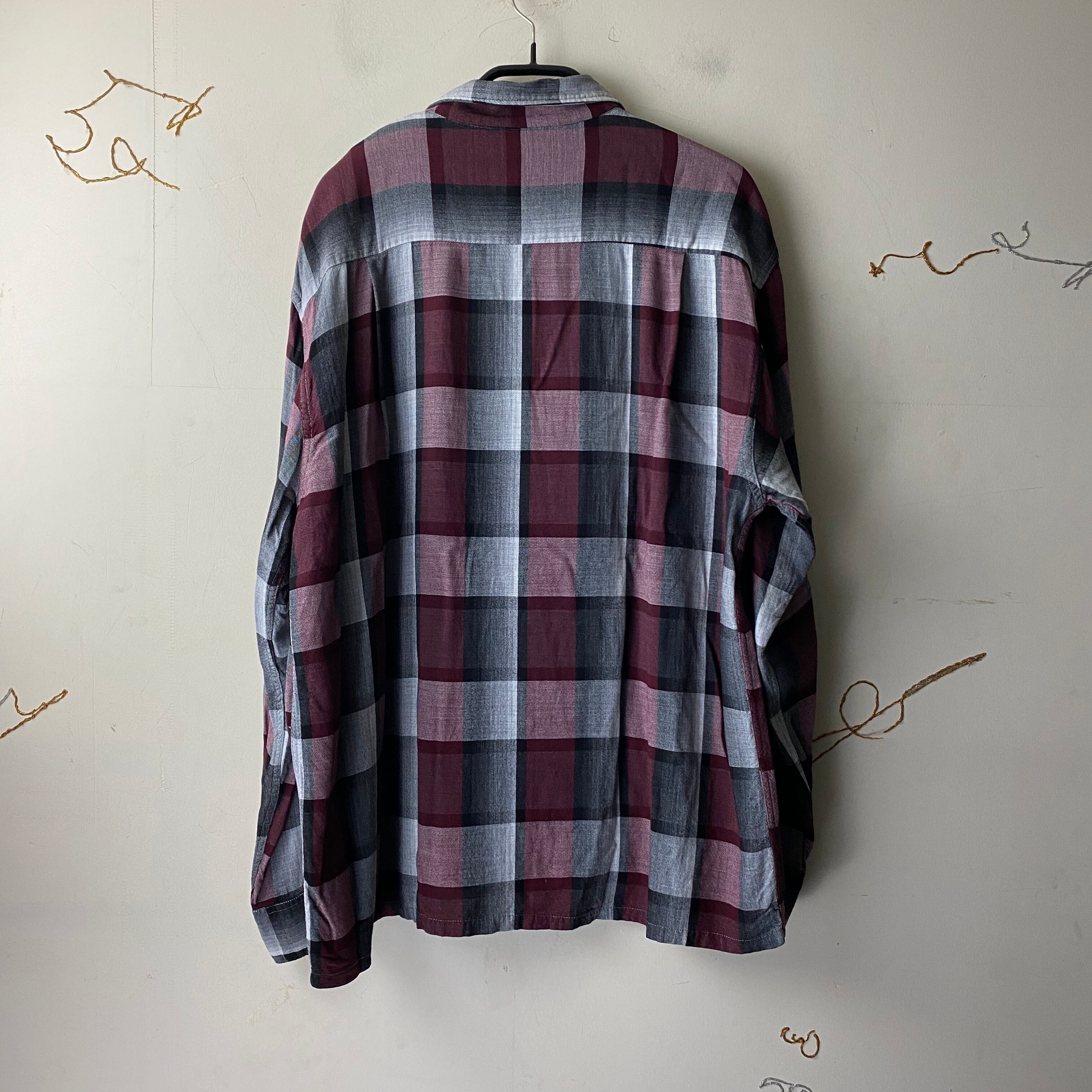 vintage 1960's ombré check pattern rayon shirt | NOIR ONLINE