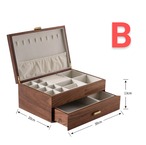 ジュエリーボックス 2段 木製 ウォールナット 大型 アクセサリーケース 引き出し付き フランネル内装 宝石箱 高級感 収納ボックス マルチゾーン