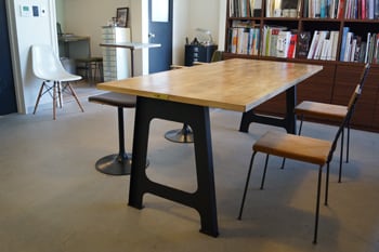 ウィスキー樽 オーク材 A型アイアン脚 ダイニングテーブルW1600*D800