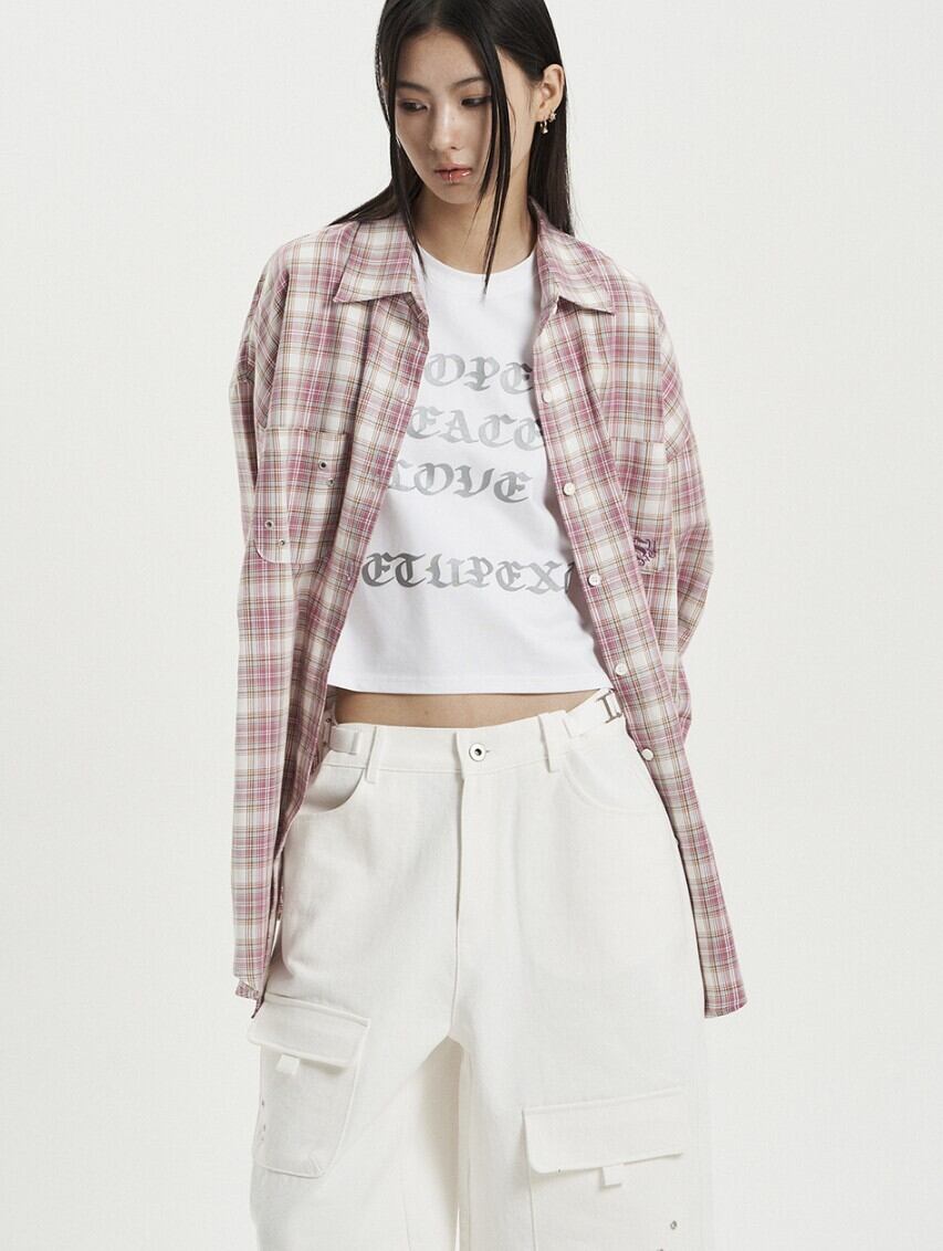 NewJeans ダニエルセット ☆New Jeans ダニエル 着用!!【SETUP-EXE】OVER CHECK SHIRT