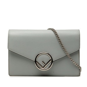 フェンディ エフ イズ チェーン ショルダーバッグ 8BS006 グレー レザー PVC レディース FENDI 【中古】