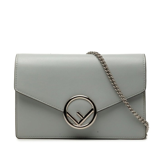 フェンディ エフ イズ チェーン ショルダーバッグ 8BS006 グレー レザー PVC レディース FENDI 【中古】